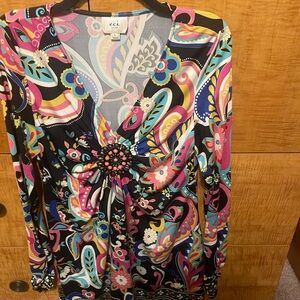 ECI Multicolor Paisley V-Neck Dress